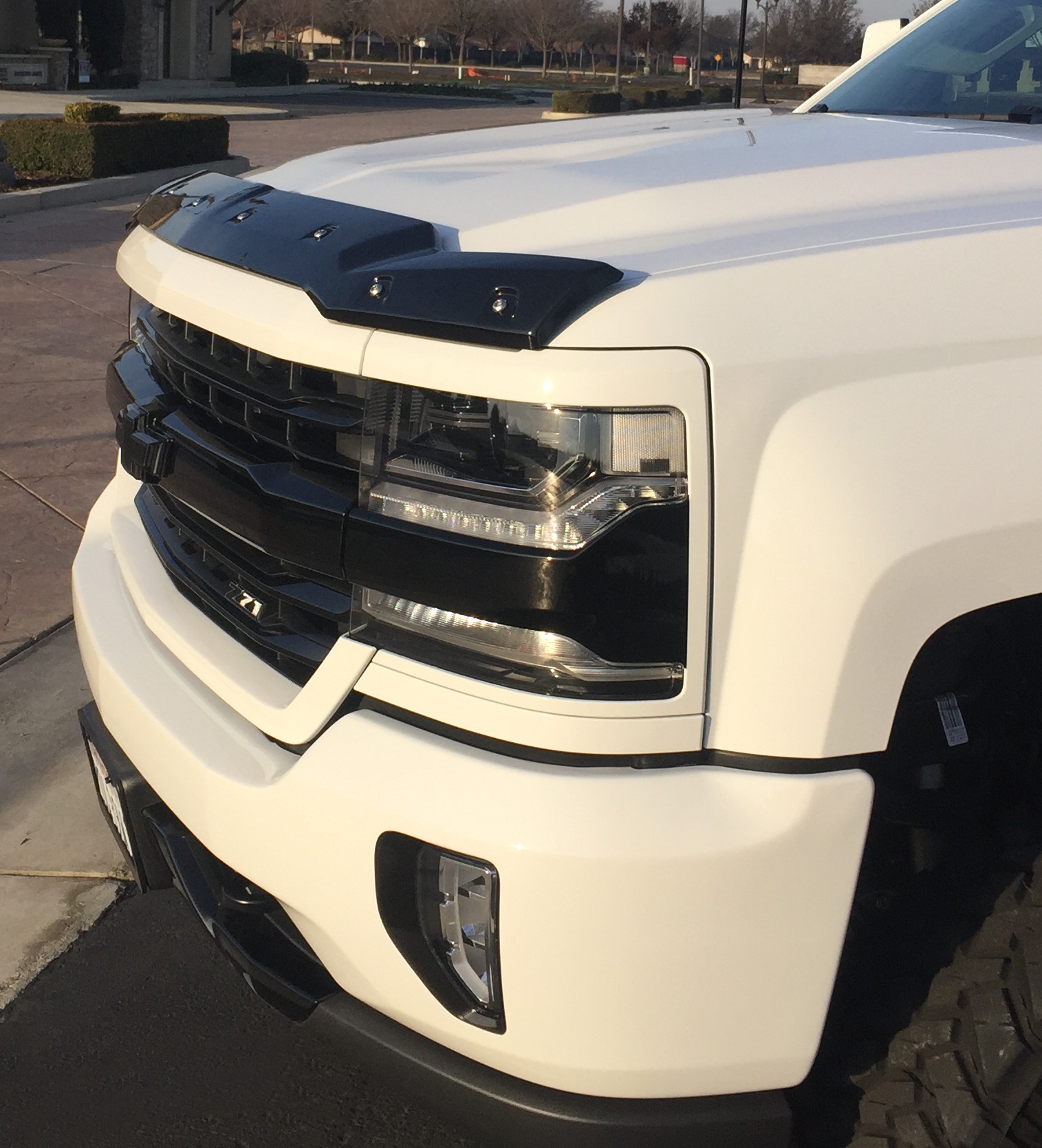 thumbnail image 2 of 707MOTORING Smoked Bug Shield Hood Deflector For Chevy Silverado 1500 2016+ - Raised Guard, No Drill 2 of 6